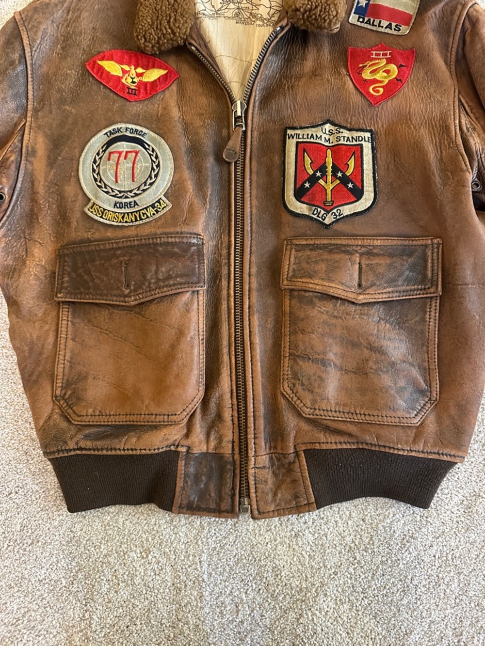 Vintage Avirex G-1 Men Leather Bomber Flight Jacket Top Gun US Navy Large - Picture 6 of 14
